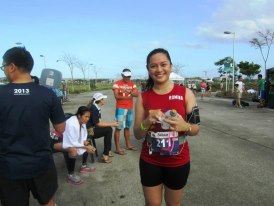 Ready for her finish!I should have availed of the Kikay Tent service.  Look at me behind her...