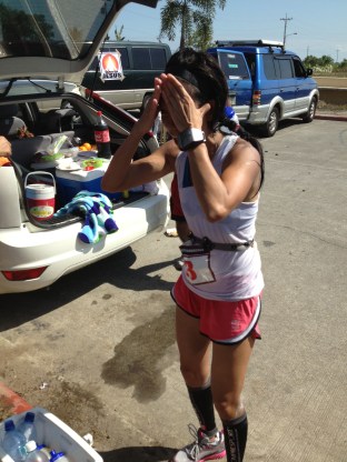 Fixing my hair on my own. The only thing lacking from my all male+tere support crew. They're the best!