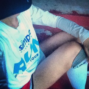 Selfie while sleeping by the sidewalk