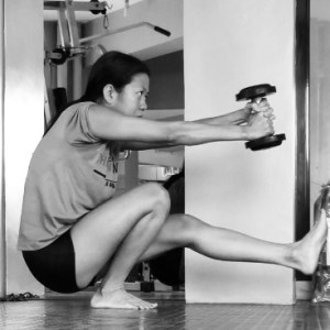Pistol Squats with weights. This hurts but sure do strengthen and mobilizes everything...